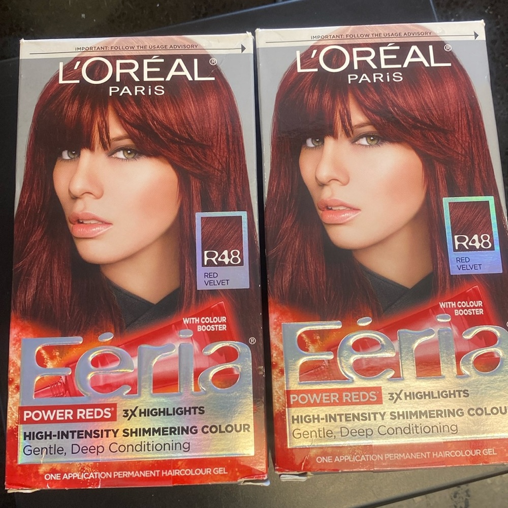 Lot 2 L'Oreal Paris Feria Faceted Shimmering Permanent Hair Color R48 Red Velvet